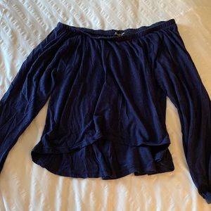 Nasty Gal, blue off the shoulder top. Size small. Gently worn.